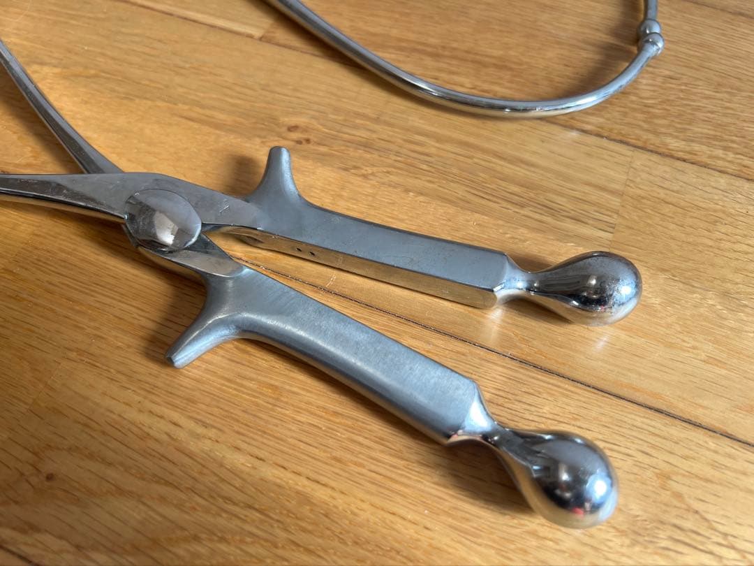 古道具　アンティーク雑貨　産婦人科　分娩用ネーゲル鉗子　マルチン骨盤計