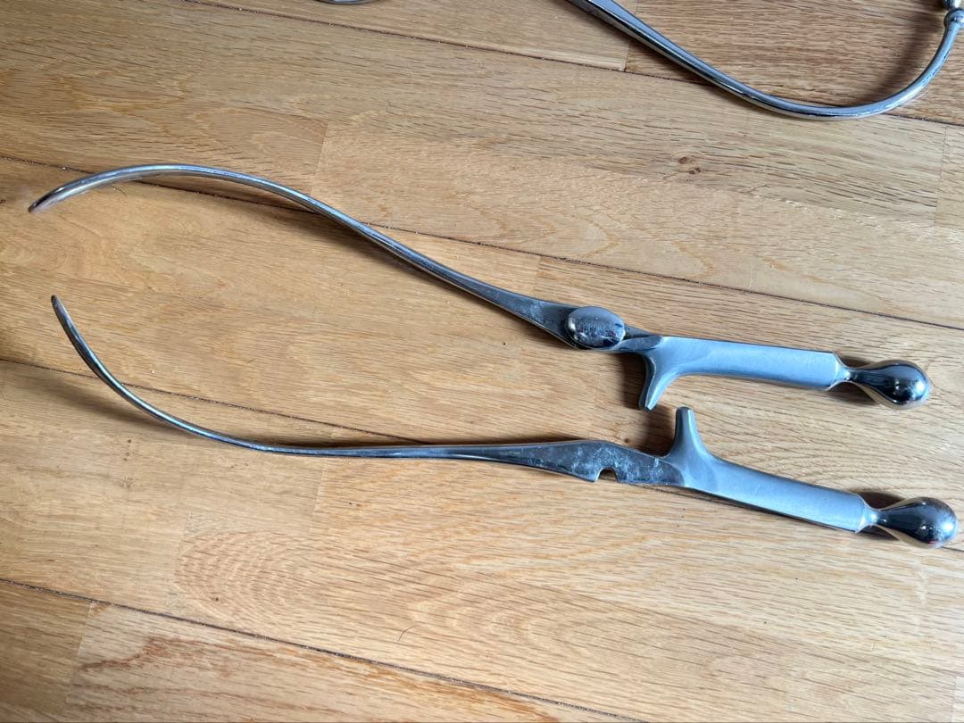 古道具　アンティーク雑貨　産婦人科　分娩用ネーゲル鉗子　マルチン骨盤計
