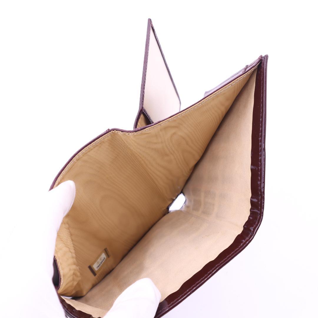 CHANEL シャネル 三つ折り財布 チョコバー エナメル 箱付