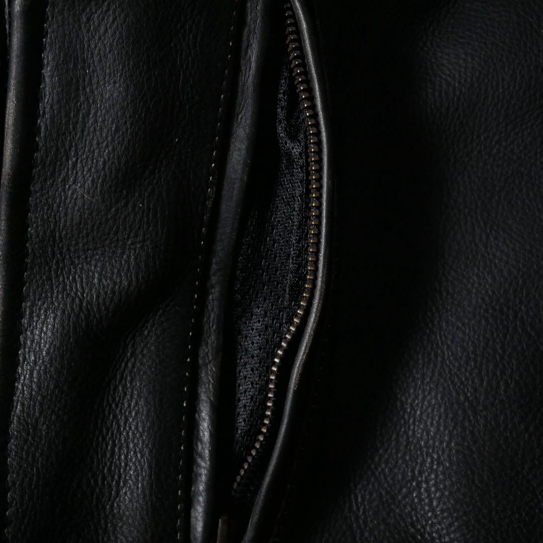 スタンドカラー レザージャケット ブラック L