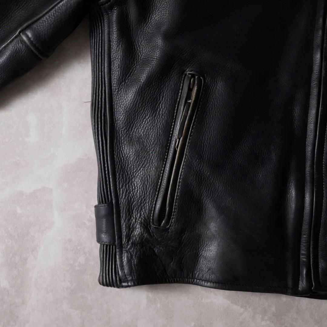 スタンドカラー レザージャケット ブラック L