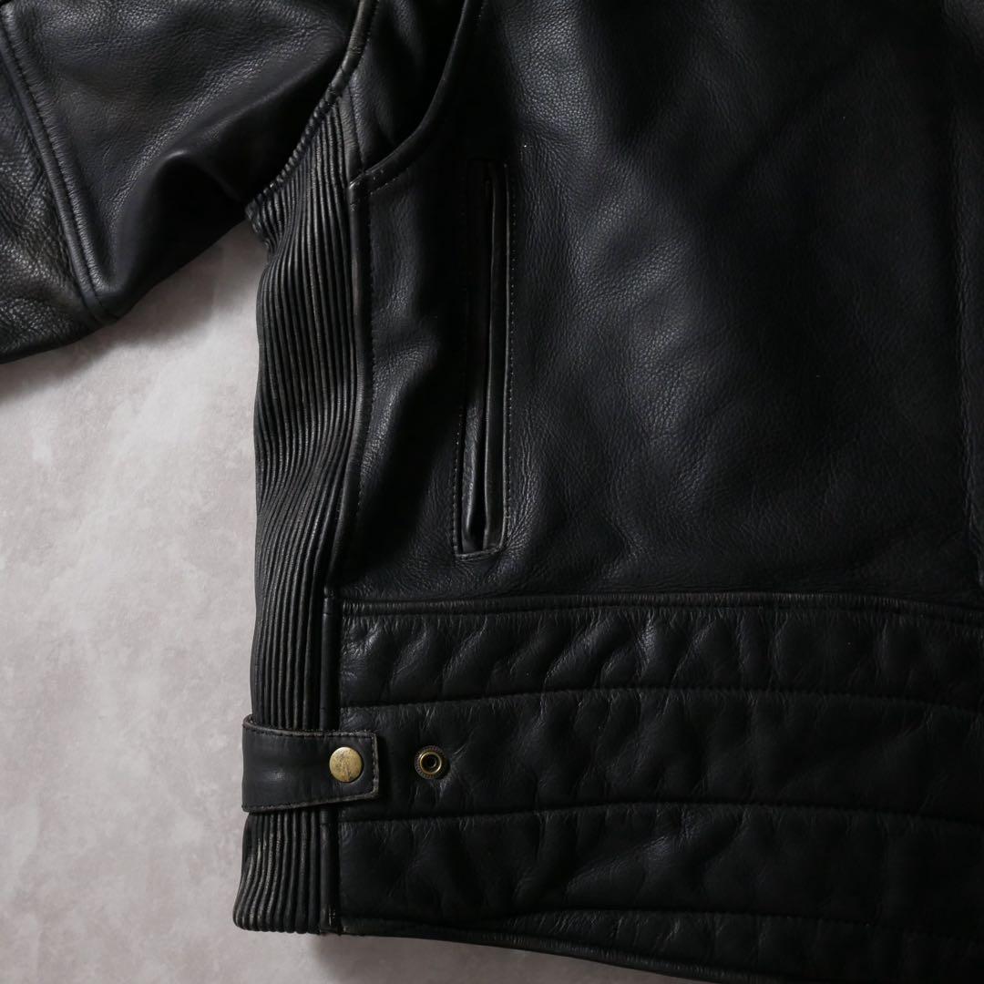 スタンドカラー レザージャケット ブラック L