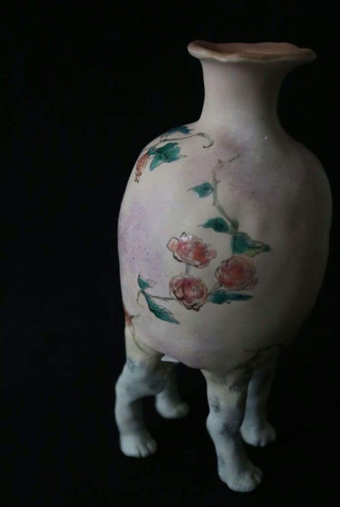 北井真衣さん　アニマルセラピー　壺　九谷焼