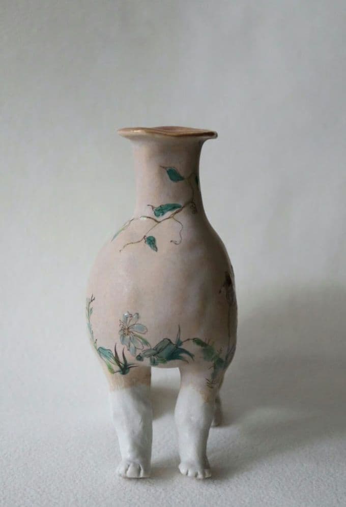 北井真衣さん　アニマルセラピー　壺　九谷焼