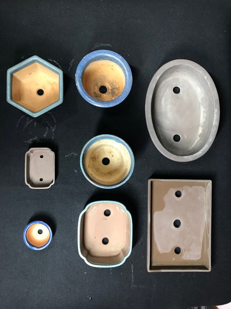 盆栽鉢　植木鉢　山野草鉢　観葉植物　園芸　ミニ盆栽鉢各種　落款あり 8個まとめて