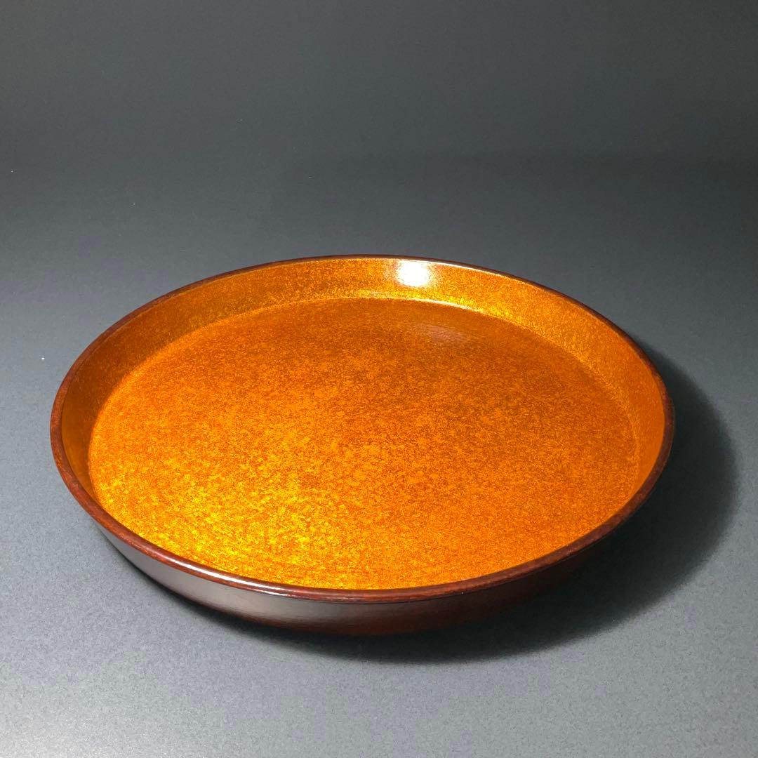 漆塗　丸盆　人間国宝・増村紀一郎　共箱　R1274A