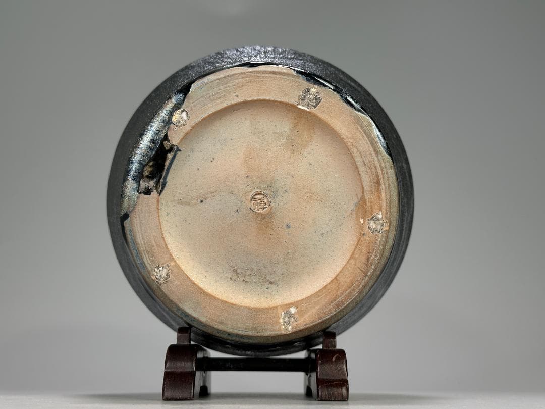 日本美術　佐々木禅　作　土面天目水指　水差　茶器　共箱付　茶道具　美品