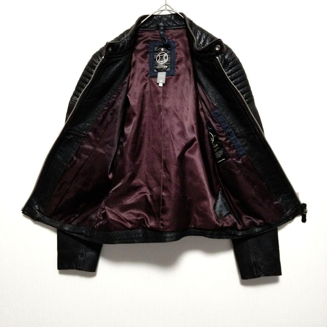 ジースターロウ　ライダースジャケット　シングル　レザー　豚革　本革　S