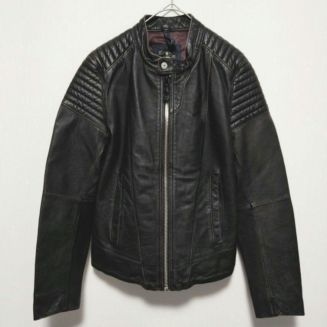 ジースターロウ　ライダースジャケット　シングル　レザー　豚革　本革　S