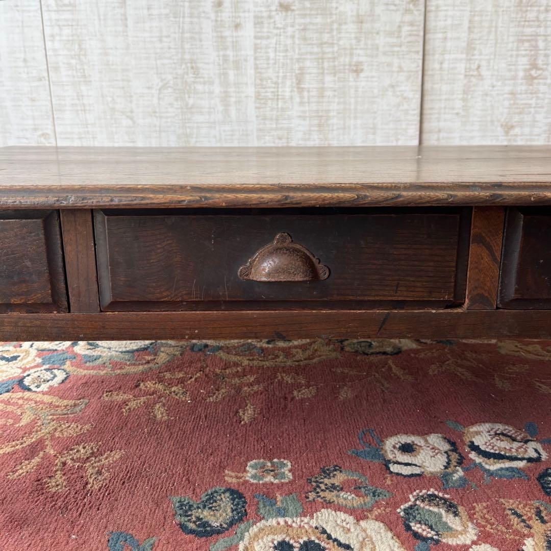 【アンティーク】木製 文机 コーヒーテーブル 引出し 昭和レトロ 古家具 書斎机