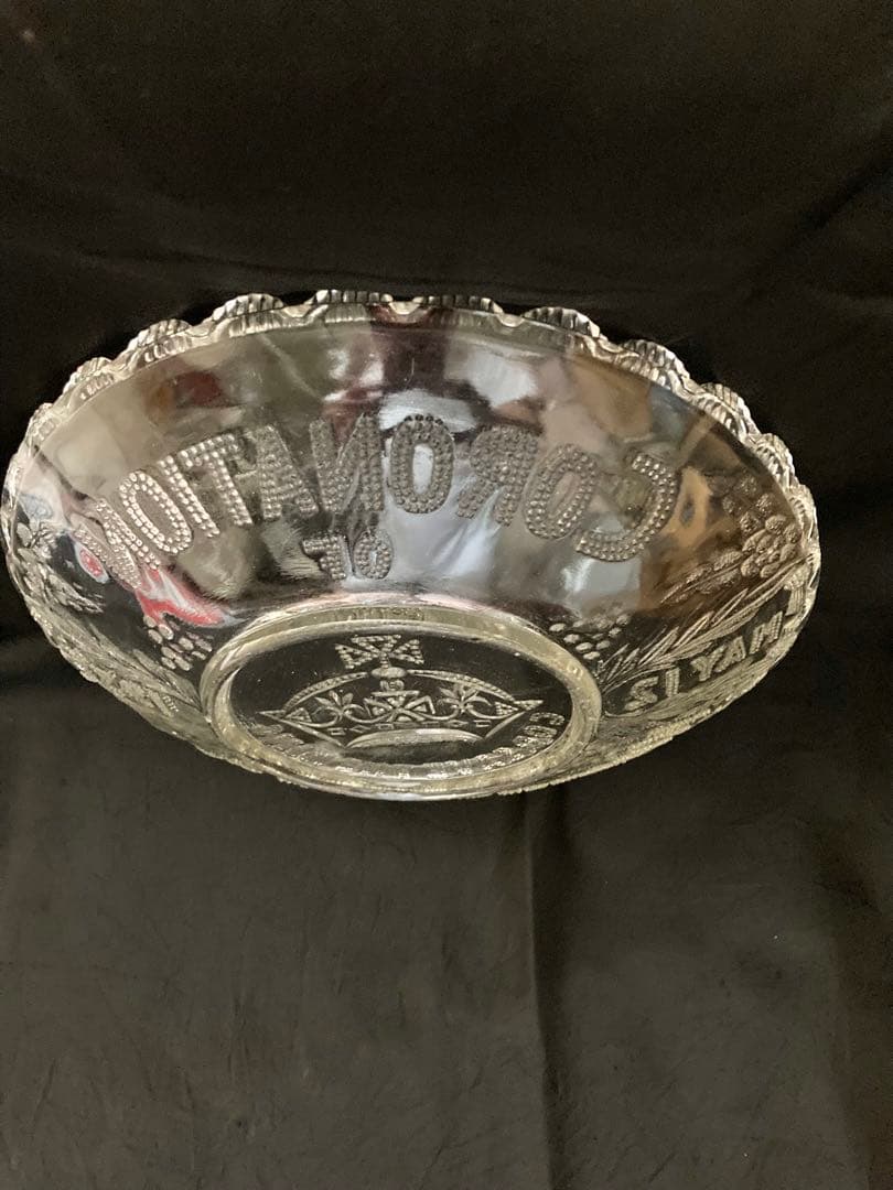 ジョ-ジ6世戴冠式ガラス皿(プレ-ト付き)