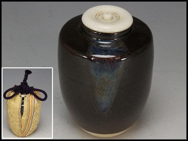 【肩衝茶入】茶道具 仕覆 御稽古物 濃茶点前 濃茶器 膳所焼