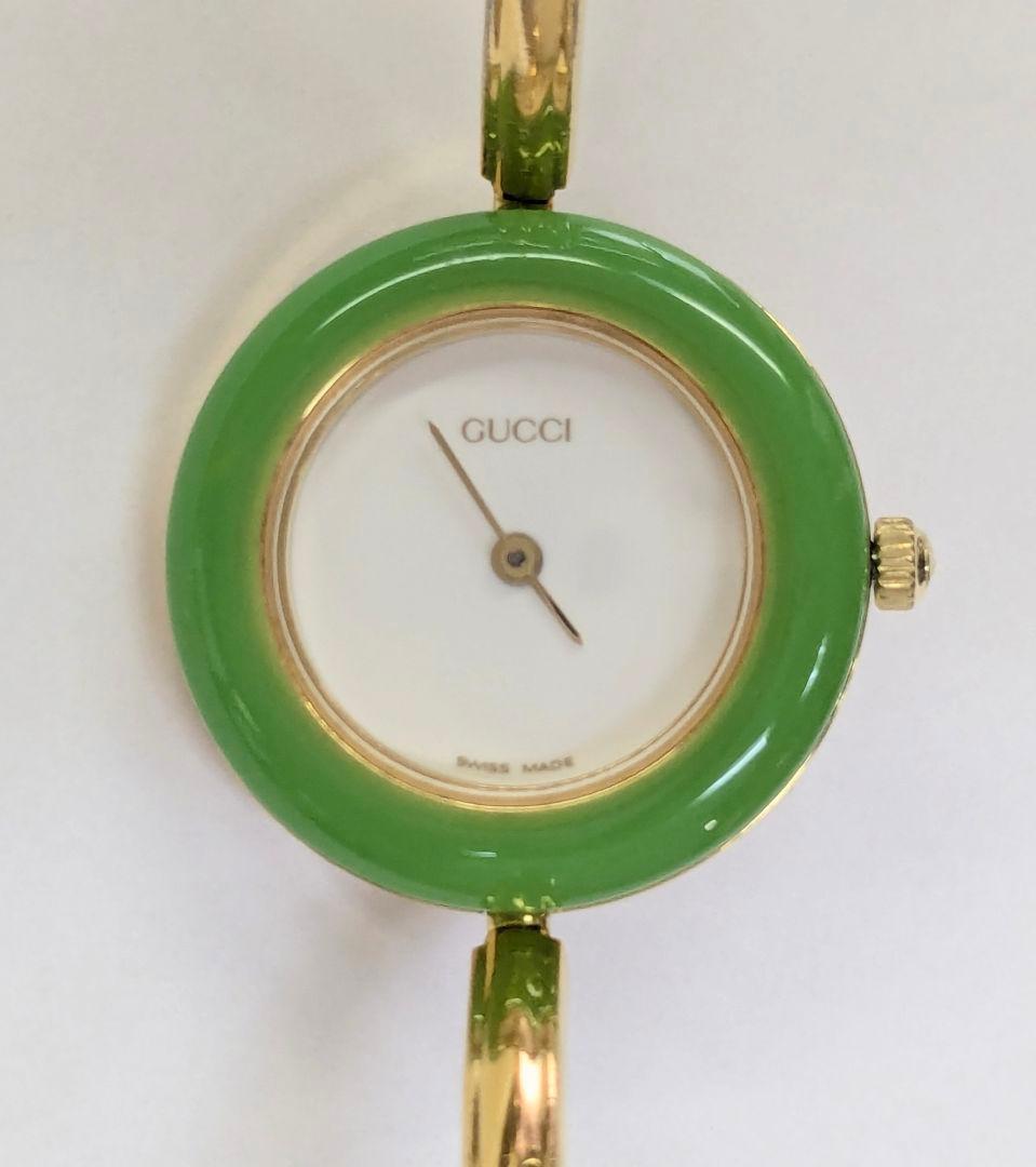 グッチ 11/12.2 チェンジベゼル　 ゴールド 　不動　グリーンベゼルのみ