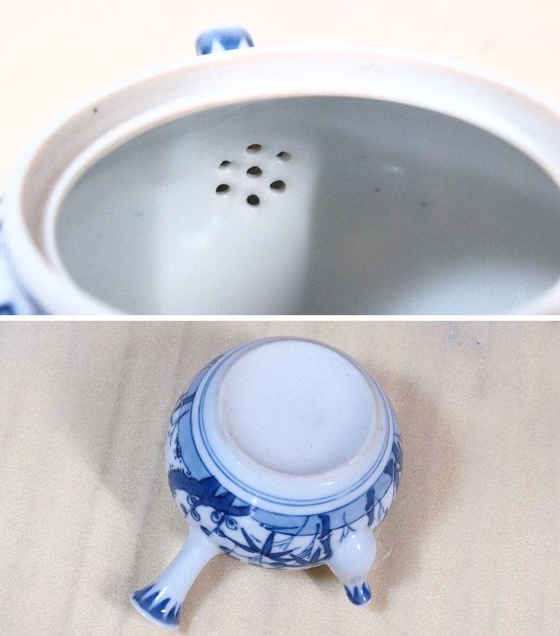 【未使用】京焼/清水焼 平安光抱 青葉松竹梅 茶器揃5客 陶雅堂 湯吞茶碗/急須