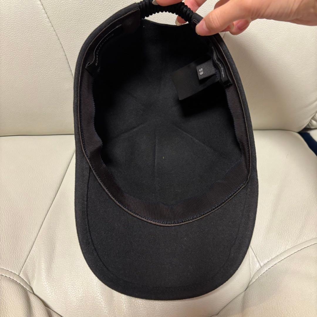 ZEGNA ゼニア　美品！黒いウールキャップ ロゴ刺繍付き