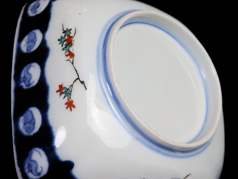 古伊万里　色絵　窓絵　花鳥紋の図　四方角皿　5客　1221AS-BFg