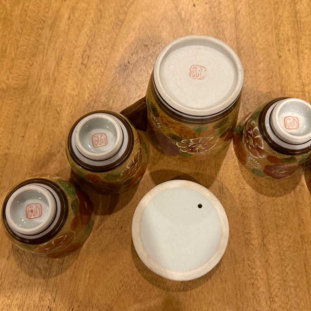 九谷焼　茶道具 小茶器（宝瓶）　手描き　豪華金花詰　急須　湯呑み揃え