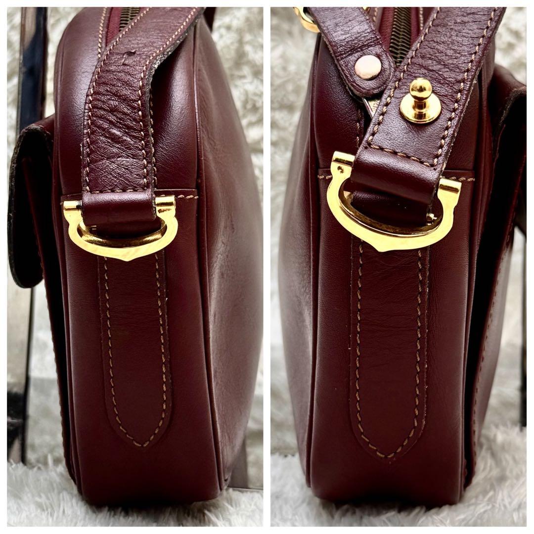 Cartierカルティエ マストライン ショルダーバッグ ボルドー レザー