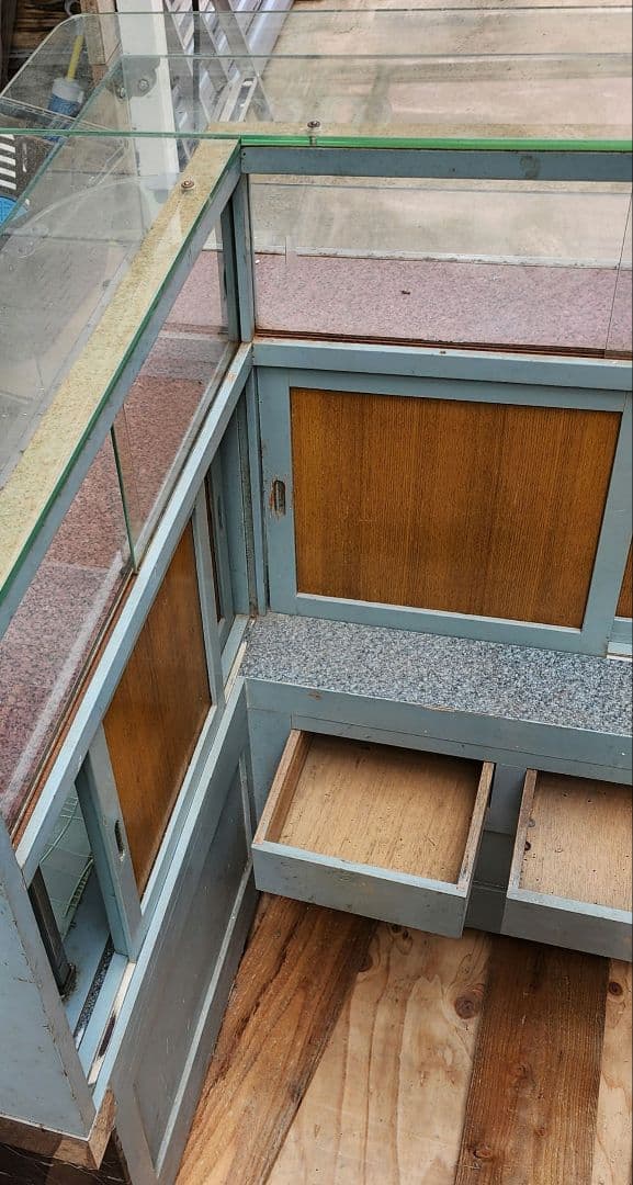 ショーケース　L字　Ｒガラス　タバコ屋ガラスケース