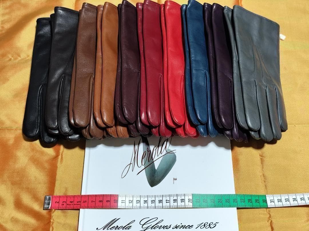 値下げ メローラ ナッパコバルトブルー カシミア黒 グローブ革手袋 MEROLA