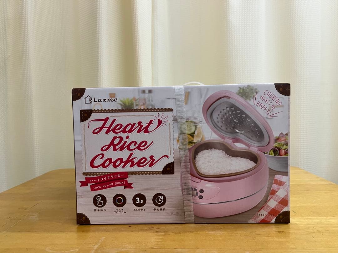 【新品未使用品】ハート型炊飯器ピンク 3.5合炊き ハート形ケーキも作れる機能付