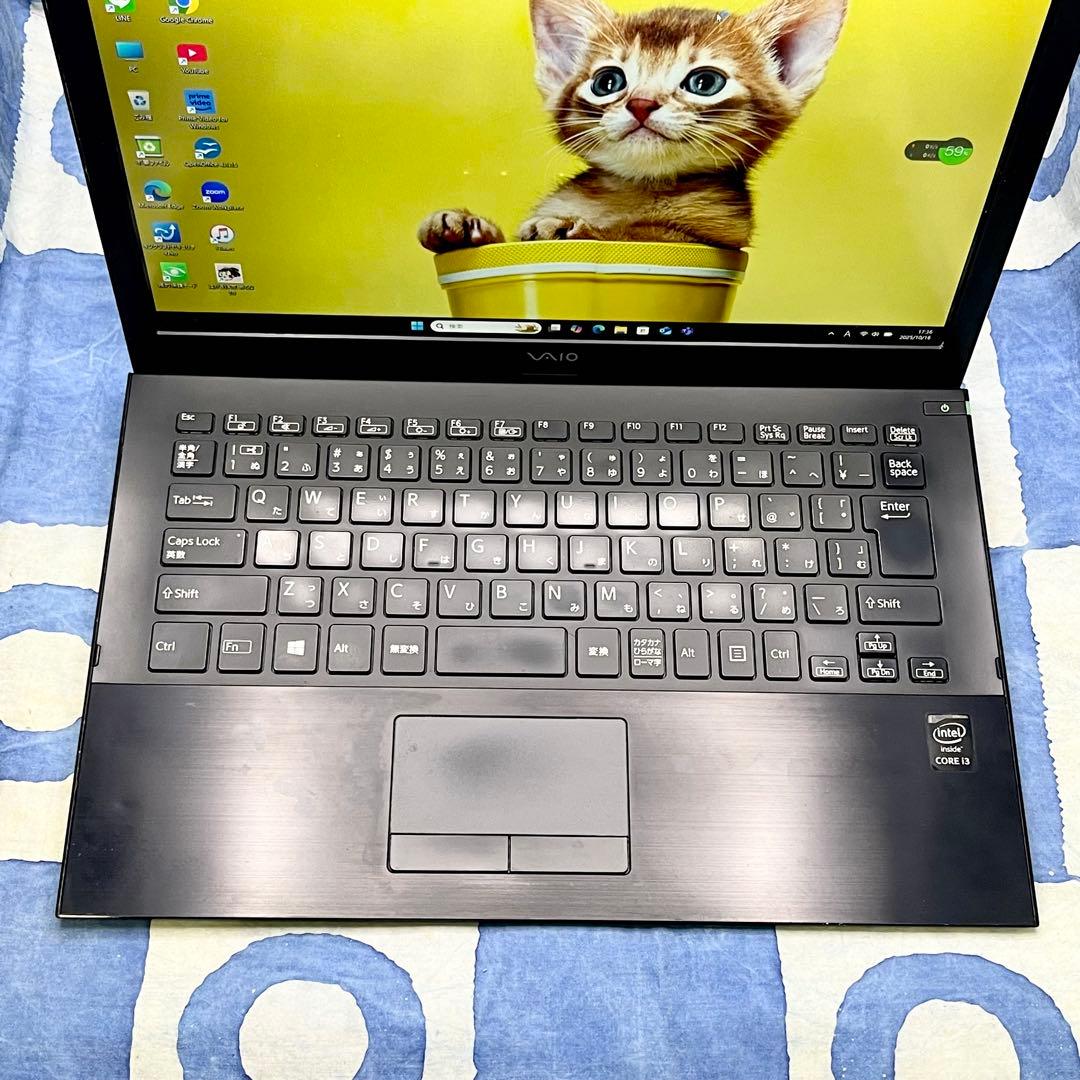 軽くて人気VAIO♡快速SSD240G☆大人な黒ノートPC♪カメラ付！Win11