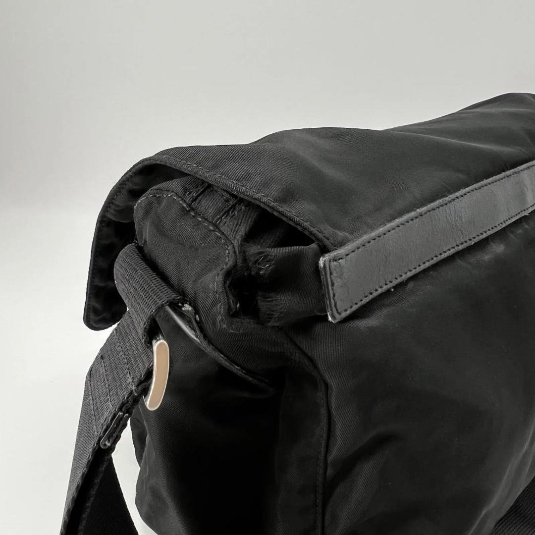 12460✨プラダ ショルダーバッグ ナイロン ダブルベルト 三角ロゴ 黒