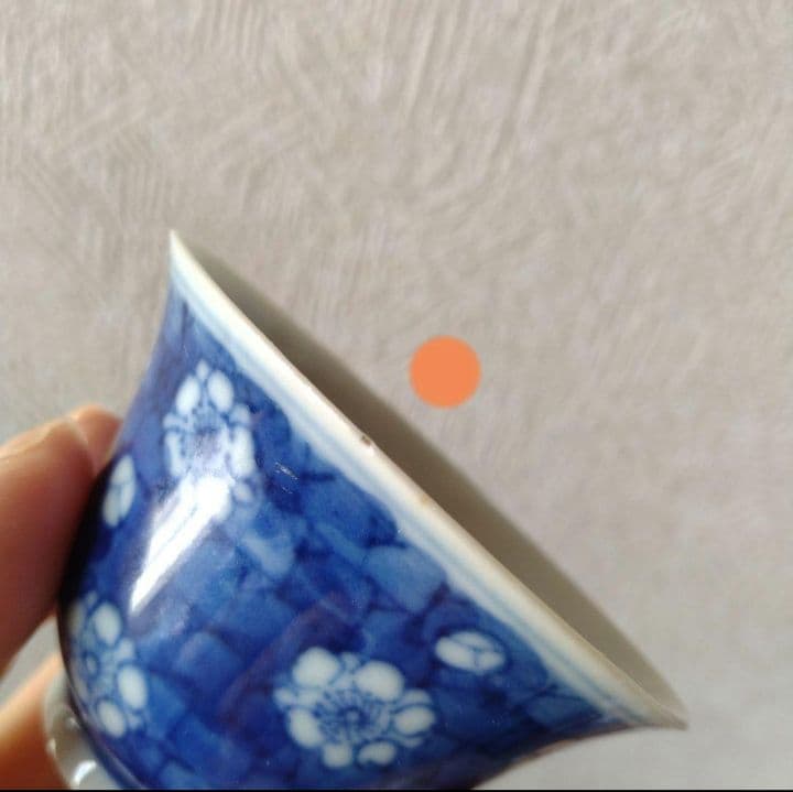 《新春セール！》中国古玩新渡青花氷裂瑠璃梅文盃古伊万里蕎麦猪口