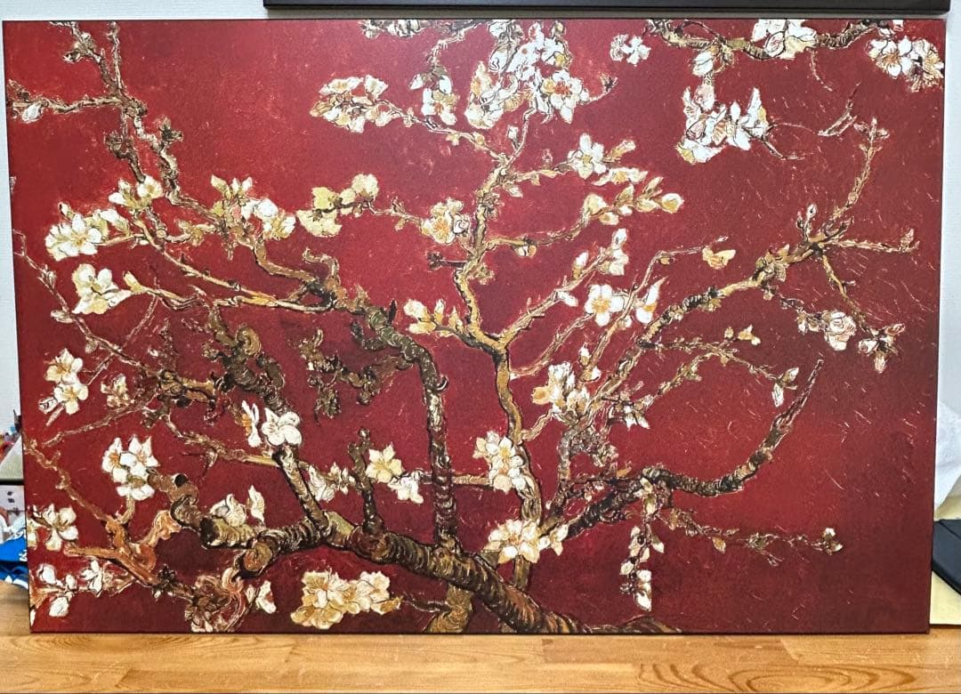 大型　花の枝の抽象画