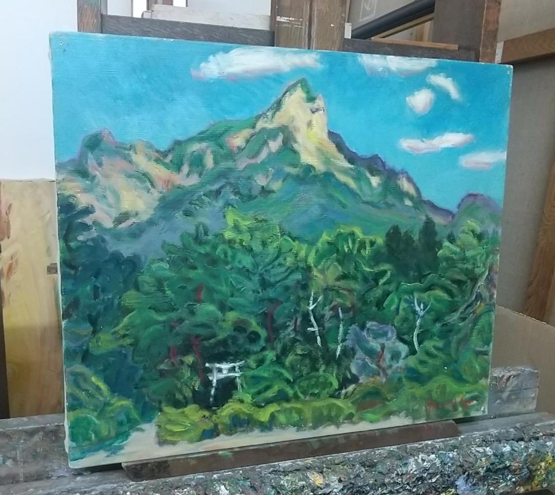 絵画 油絵「山の神（明神だけ）」F10