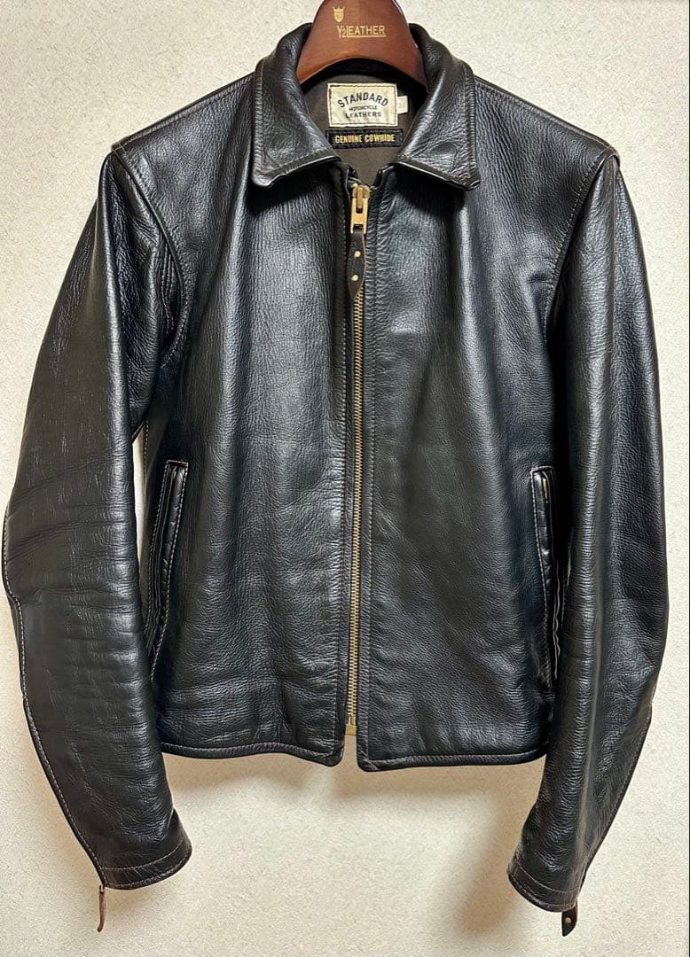 STANDARD MOTORCYCLE LEATHERS 38 茶芯ブラック