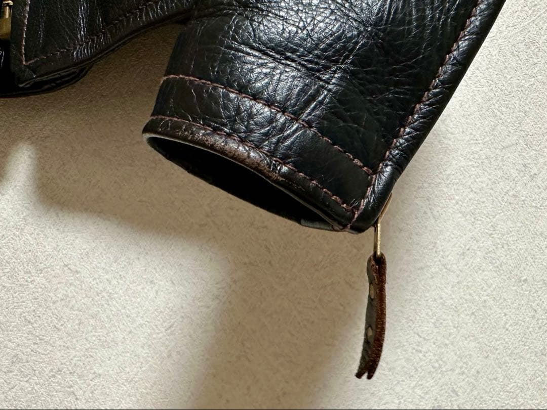 STANDARD MOTORCYCLE LEATHERS 38 茶芯ブラック