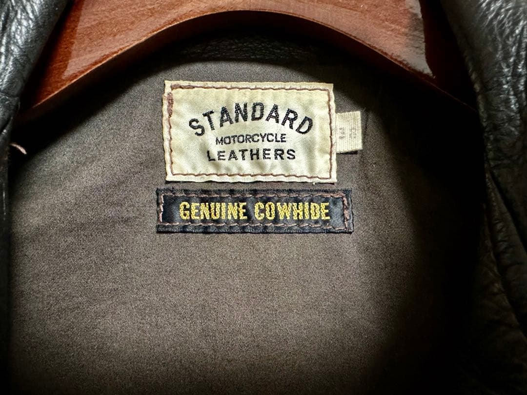 STANDARD MOTORCYCLE LEATHERS 38 茶芯ブラック