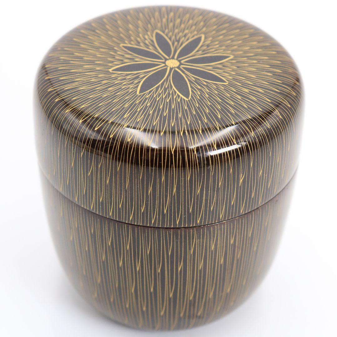 関翠雲作 金菊彫り 中棗 毛彫 茶道具 共箱　V937