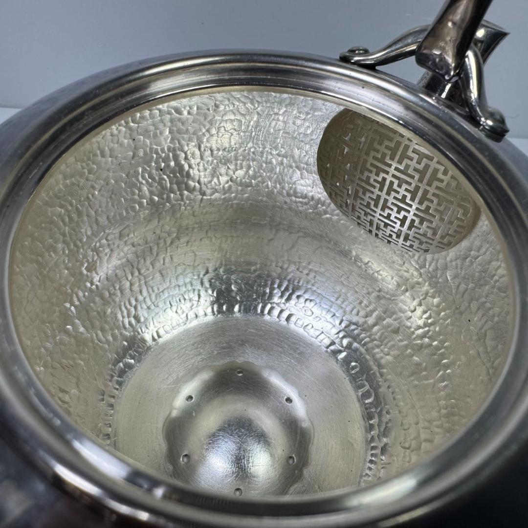 純銀製 槌目 薬缶 鳴付 銀瓶 煎茶道具 箱付 純銀保証