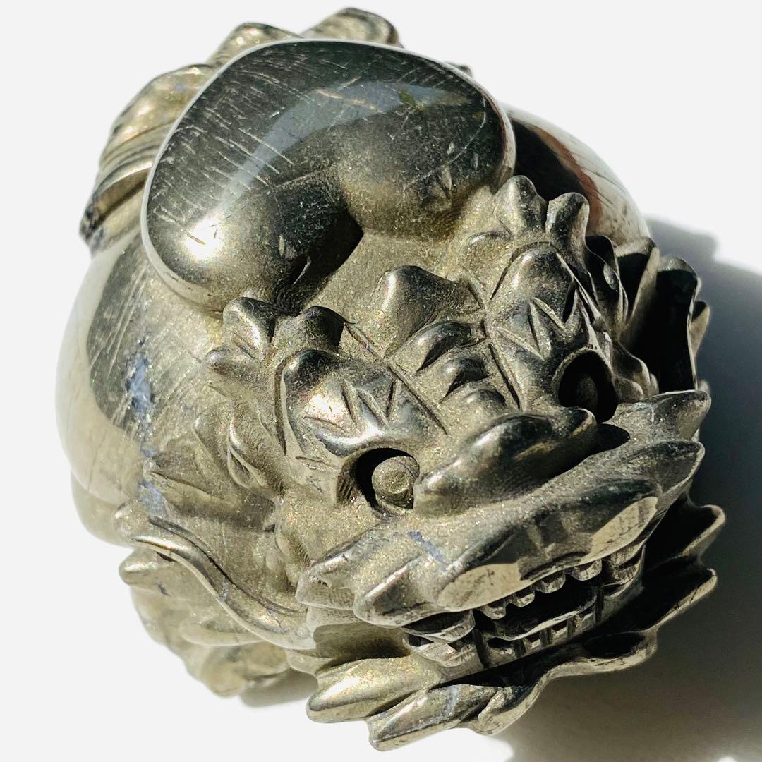 ★最終特価【 パイライト BIG 龍亀さん ぷっくりハート 原石 約476g】