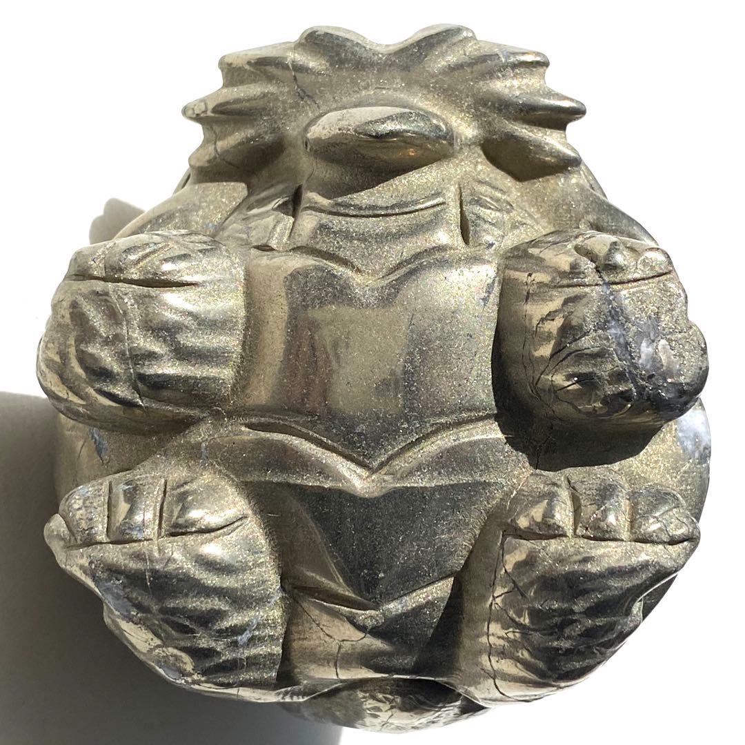 ★最終特価【 パイライト BIG 龍亀さん ぷっくりハート 原石 約476g】