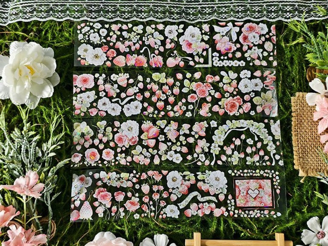 新七天《奶油玫莓》海外マスキングテープ　マステ 【2567】