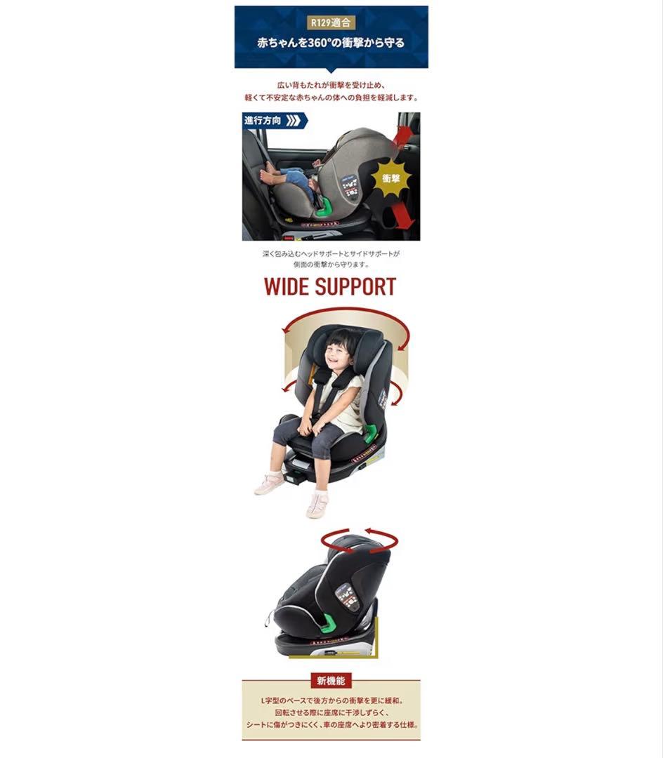 Nebio チャイルドシート 新生児 回転式 ISOFIX R129適合