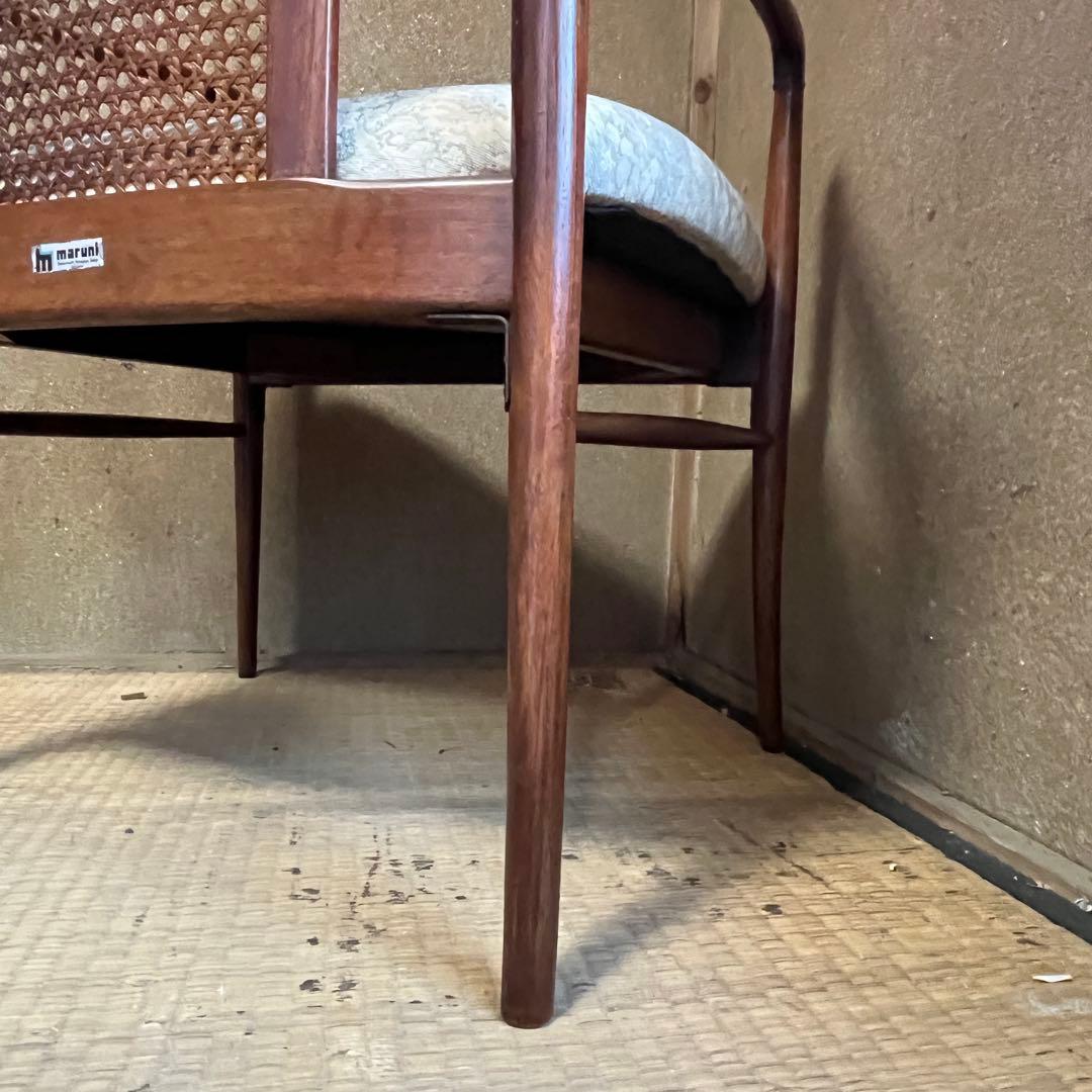 マルニ木工 籐張り ラウンジチェア 昭和レトロ