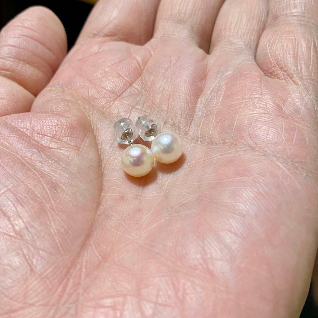 ピカチュウさま専用【ピンク・花珠】あこや真珠　パールピアス　最高級7.8ミリ