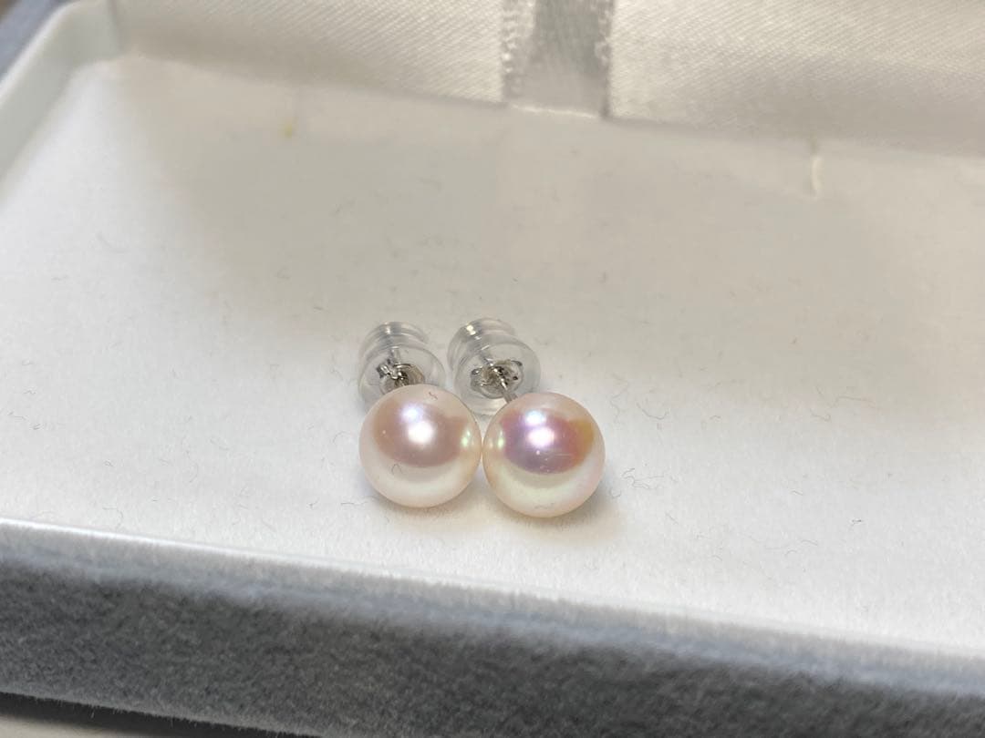 ピカチュウさま専用【ピンク・花珠】あこや真珠　パールピアス　最高級7.8ミリ