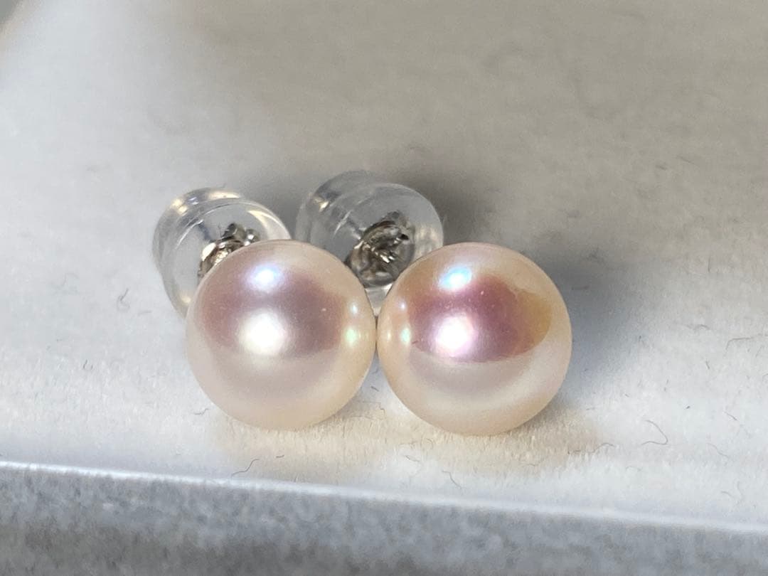 ピカチュウさま専用【ピンク・花珠】あこや真珠　パールピアス　最高級7.8ミリ