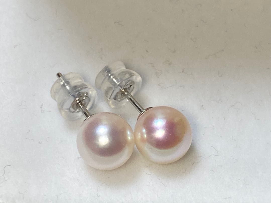 ピカチュウさま専用【ピンク・花珠】あこや真珠　パールピアス　最高級7.8ミリ