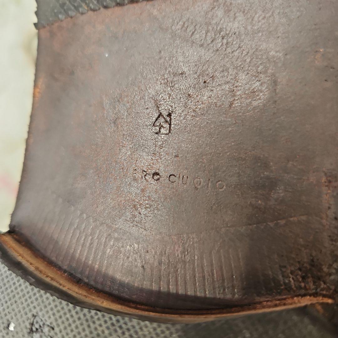 BOTTEGA VENETA　ダークブラウン レザー ダブルストラップシューズ