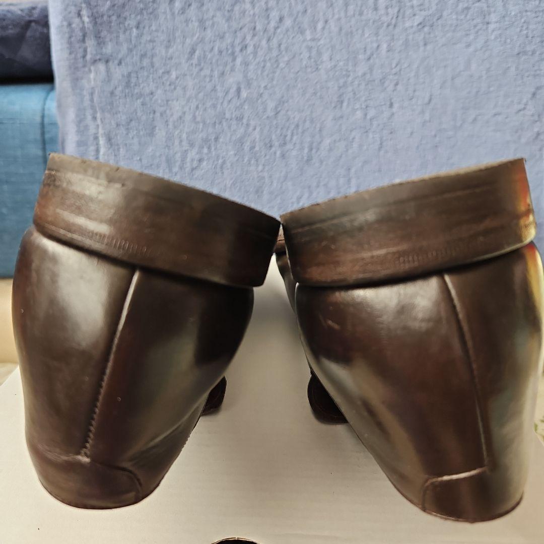 BOTTEGA VENETA　ダークブラウン レザー ダブルストラップシューズ