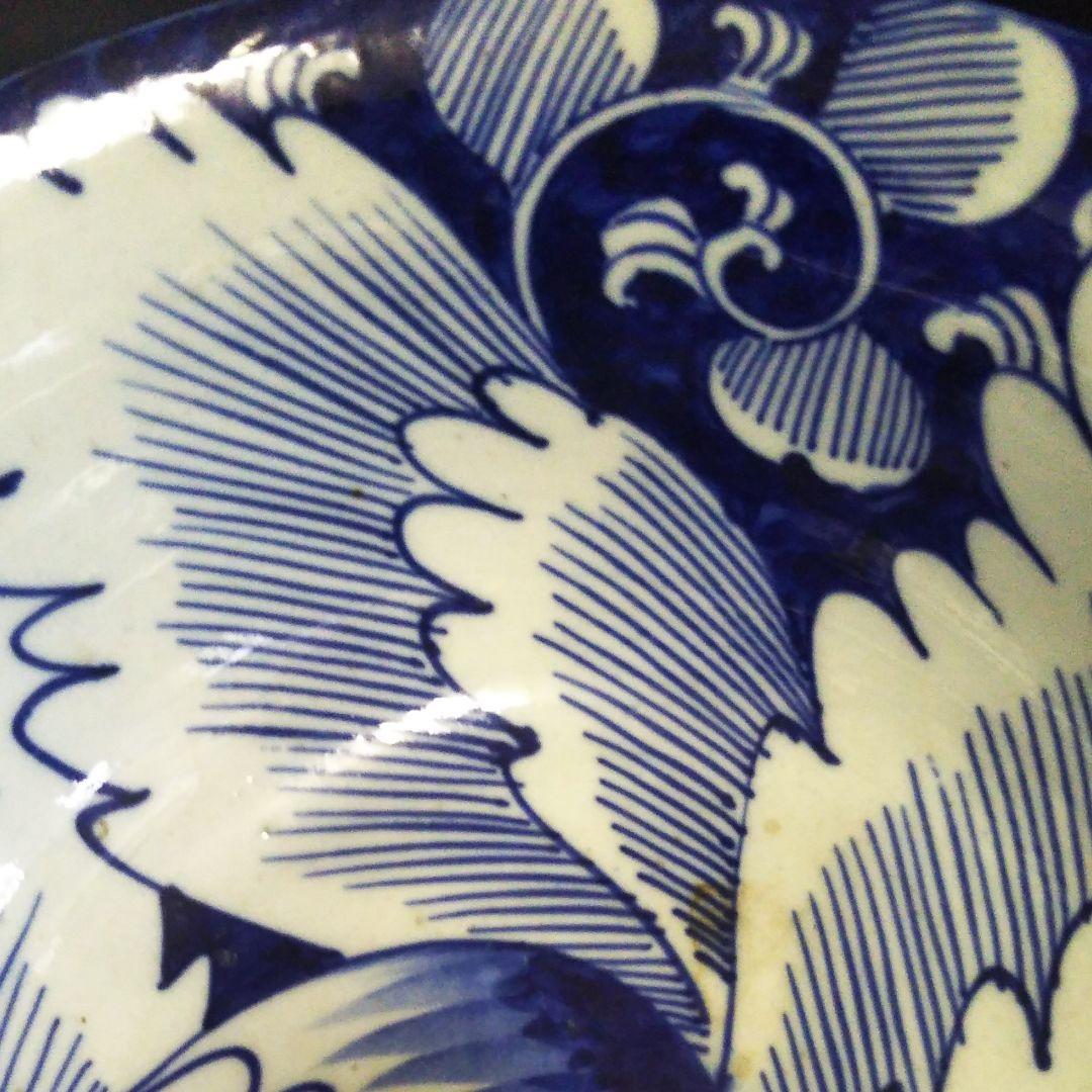 ※古伊万里染付け牡丹紋深鉢/蛇の目高台/箱無し/