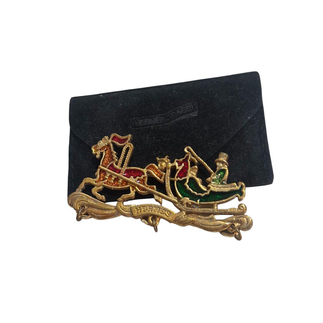 エルメス　七宝焼　ブローチ　ヴィンテージ