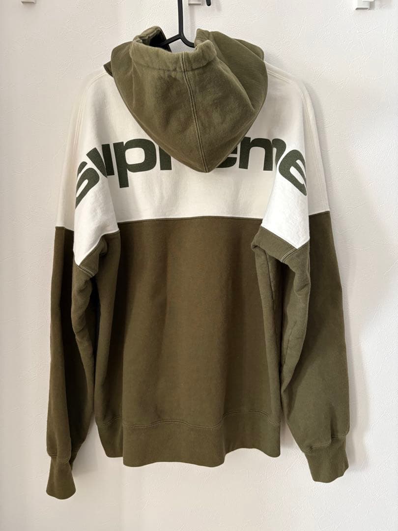 Supreme フード付きパーカー オリーブ/ホワイト