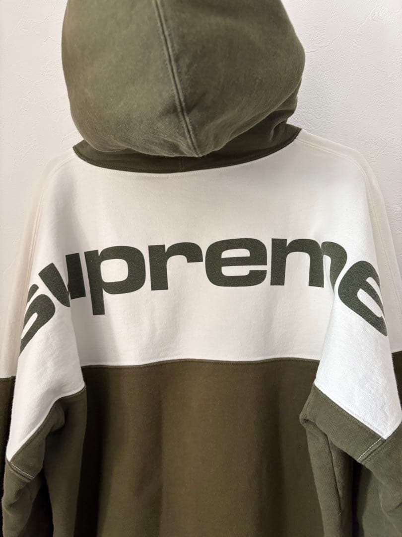 Supreme フード付きパーカー オリーブ/ホワイト